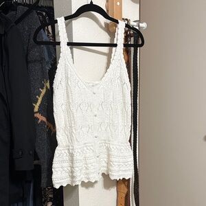 Design History White Crochet Peplum Camisole